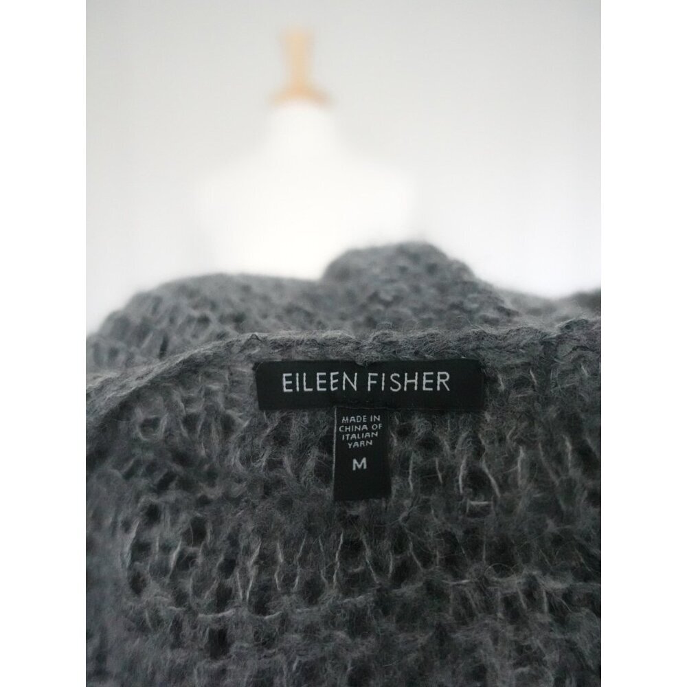Eileen Fisher Alpaca Wool Blend Open-Knit Lightweight Layer Tank Top Gray Medium - Picture 4 of 5